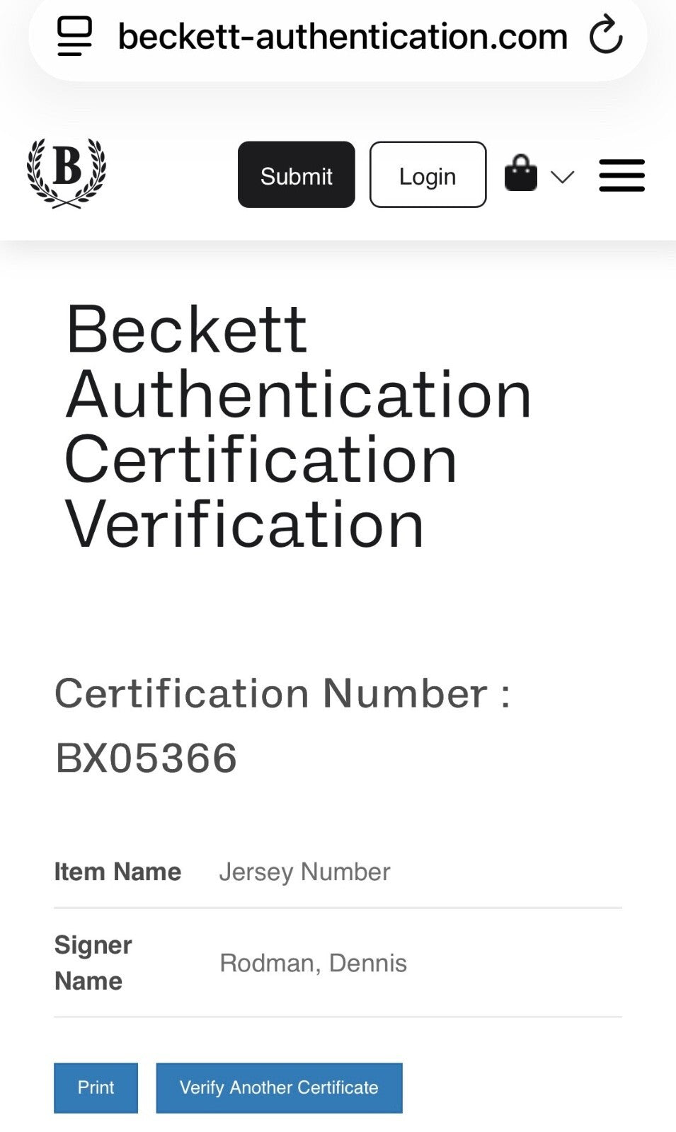 Dennis Rodman Signed Chicago Bulls #91 Jersey – Beckett BAS Certified