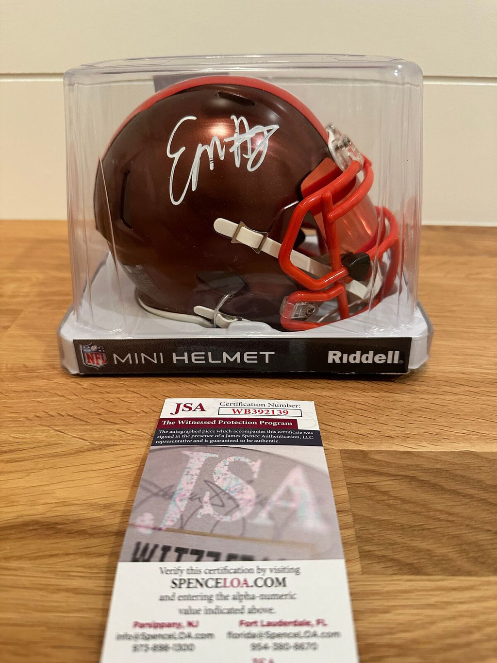 Elijah Moore Signed Cleveland Browns Flash Alternate Riddell Mini Helmet