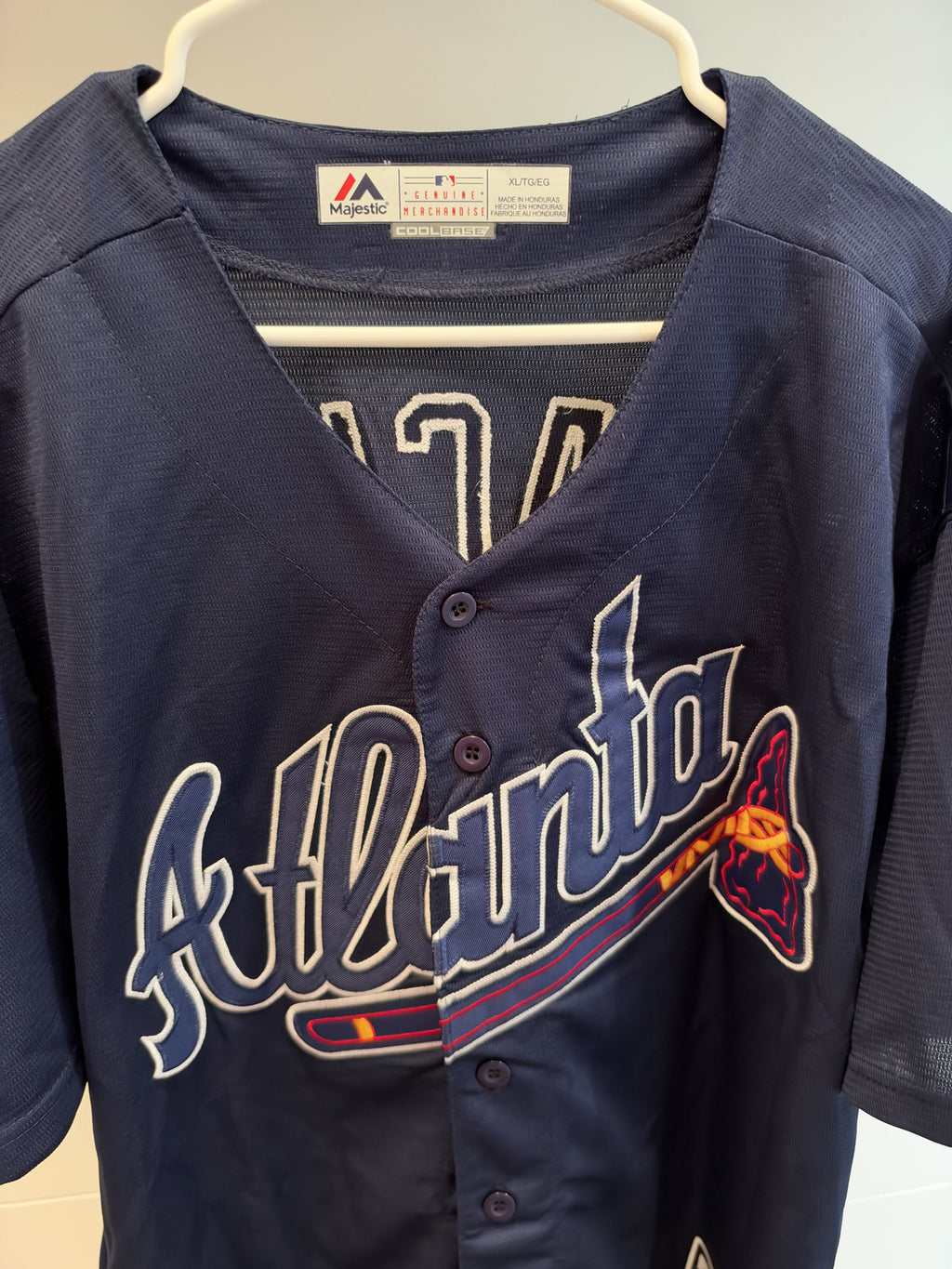 Cristian Pache Signed Braves Majestic Cool Base Jersey XL Navy PSA DNA COA