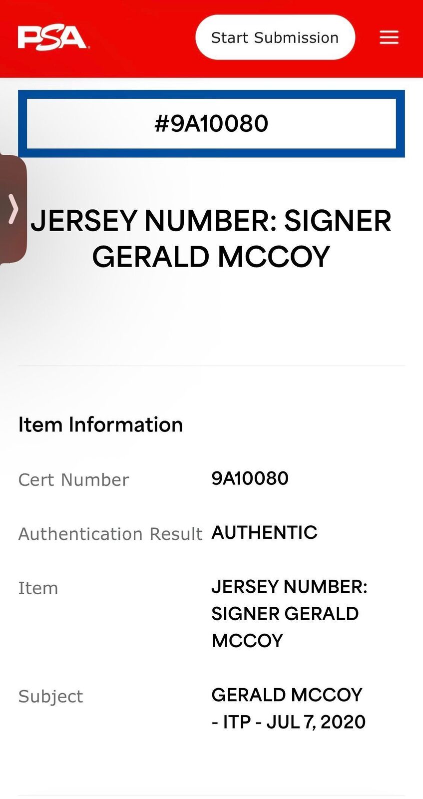 Gerald McCoy Signed Jersey – PSA Authenticated #93