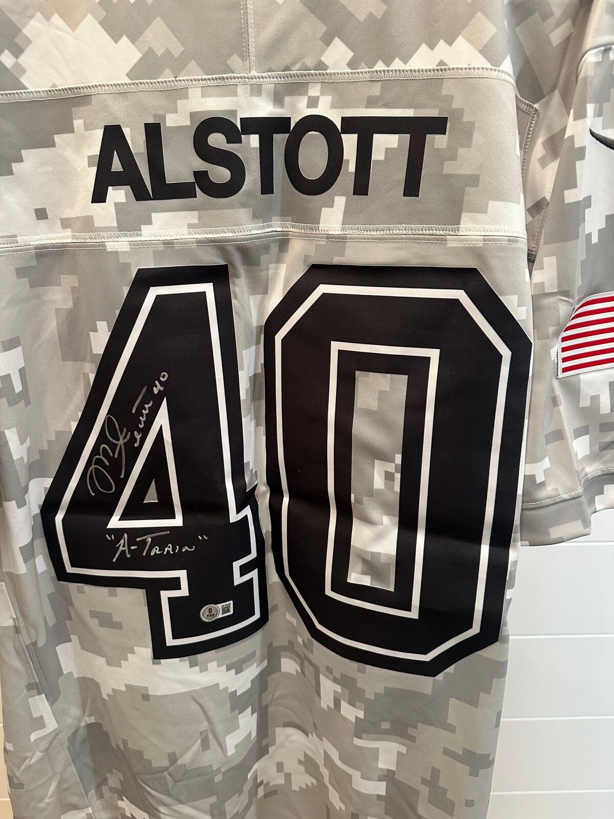 Mike Alstott Autographed Buccaneers Nike Salute to Service #40 Jersey  “A-Train”