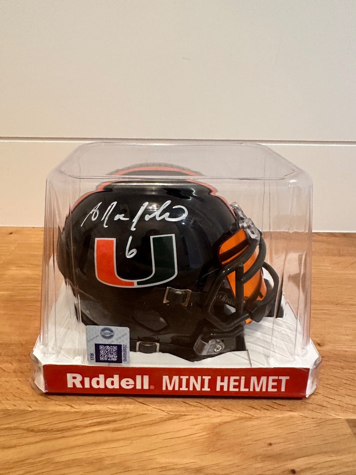 Antrel Rolle Signed Miami Hurricanes Mini Helmet Leaf Witnessed COA