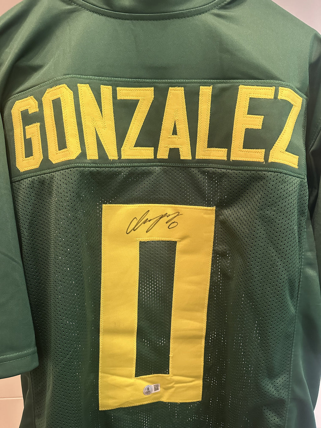 Christian Gonzalez Signed Oregon Ducks Green Custom Jersey #0 Beckett BAS