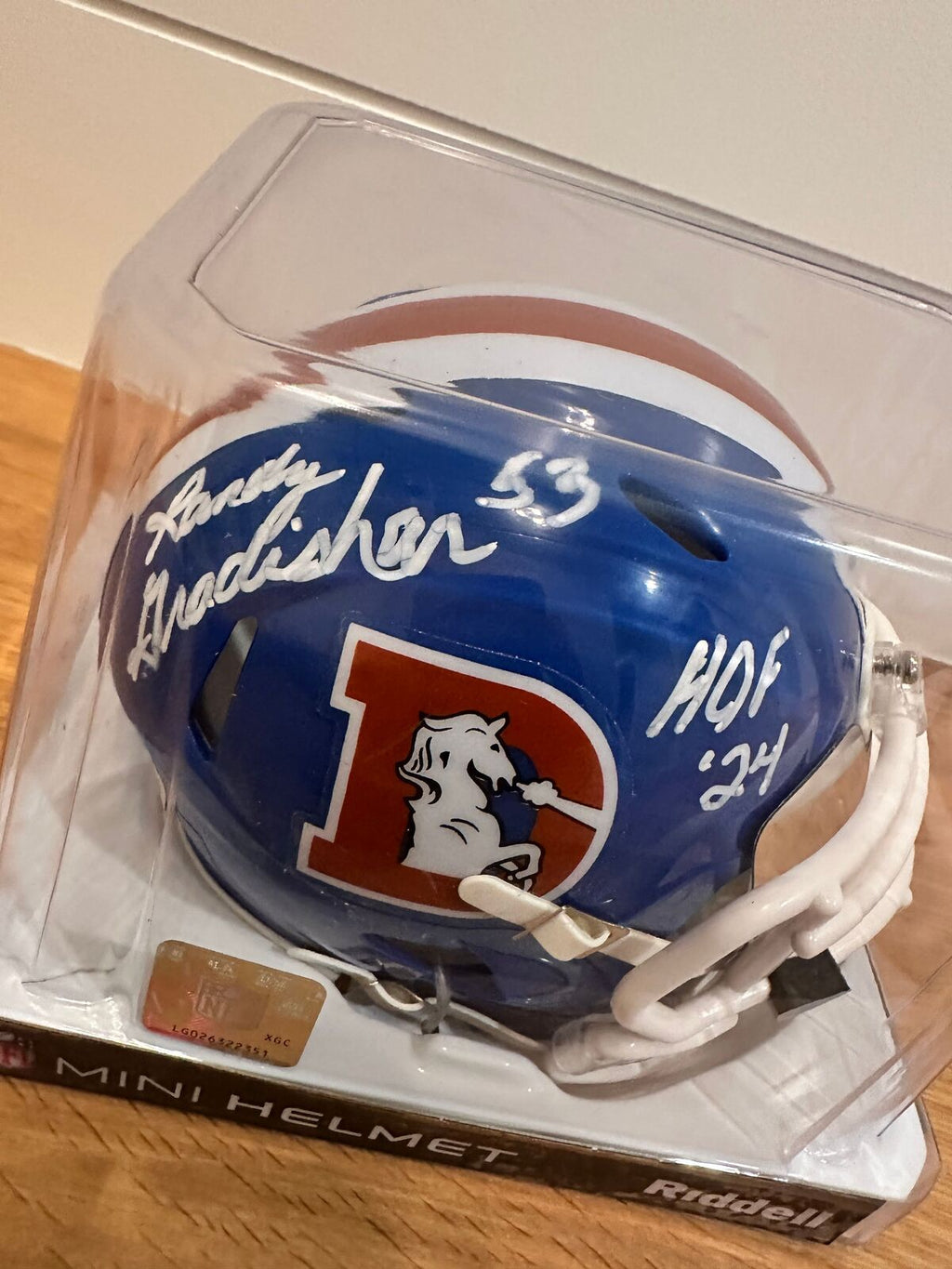 Randy Gradishar Signed Denver Broncos Riddell Mini Helmet – Beckett HOF 24