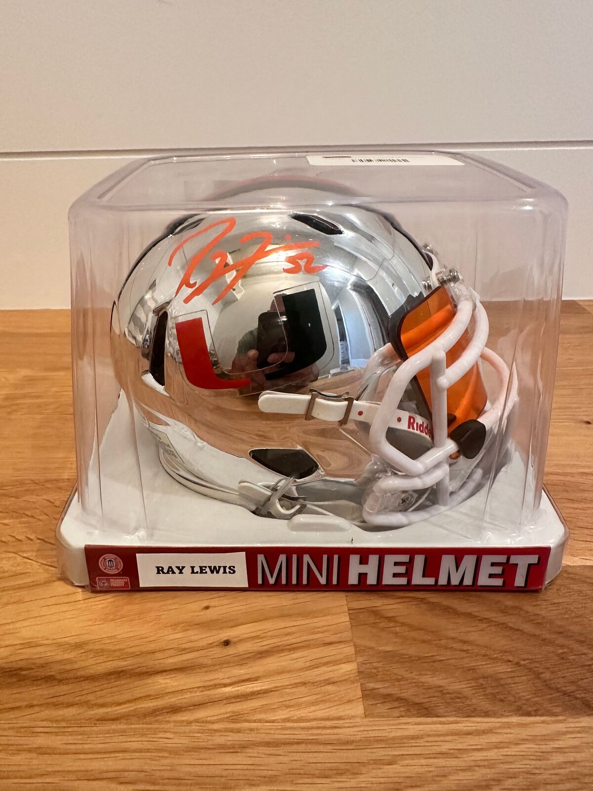 Ray Lewis Signed Miami Hurricanes Chrome Mini Helmet — Beckett COA
