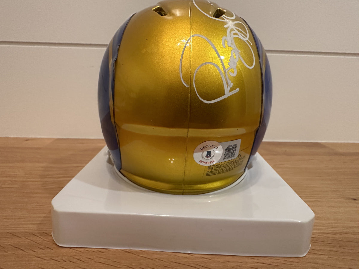 Eric Dickerson / Marshall Faulk / Jerome Bettis Rams Triple Signed Mini Helmet –