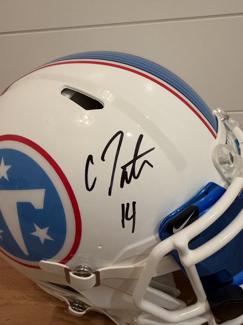 Carnell Tate Signed Titans Full Size Authentic Speed Helmet Fanatics Blue Visor
