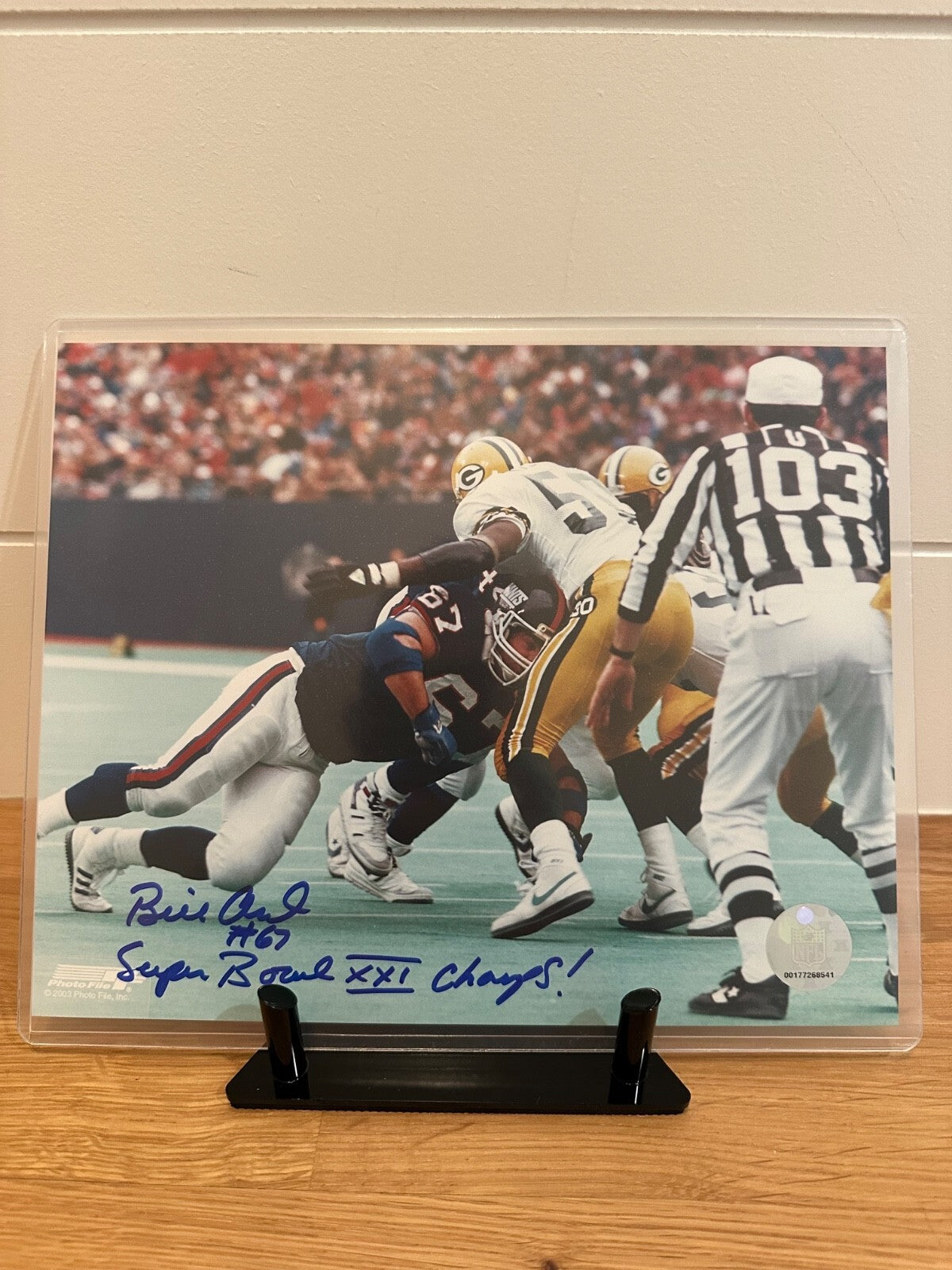 Billy Ard Signed 8x10 NY Giants Photo – Super Bowl XXI Champs COA
