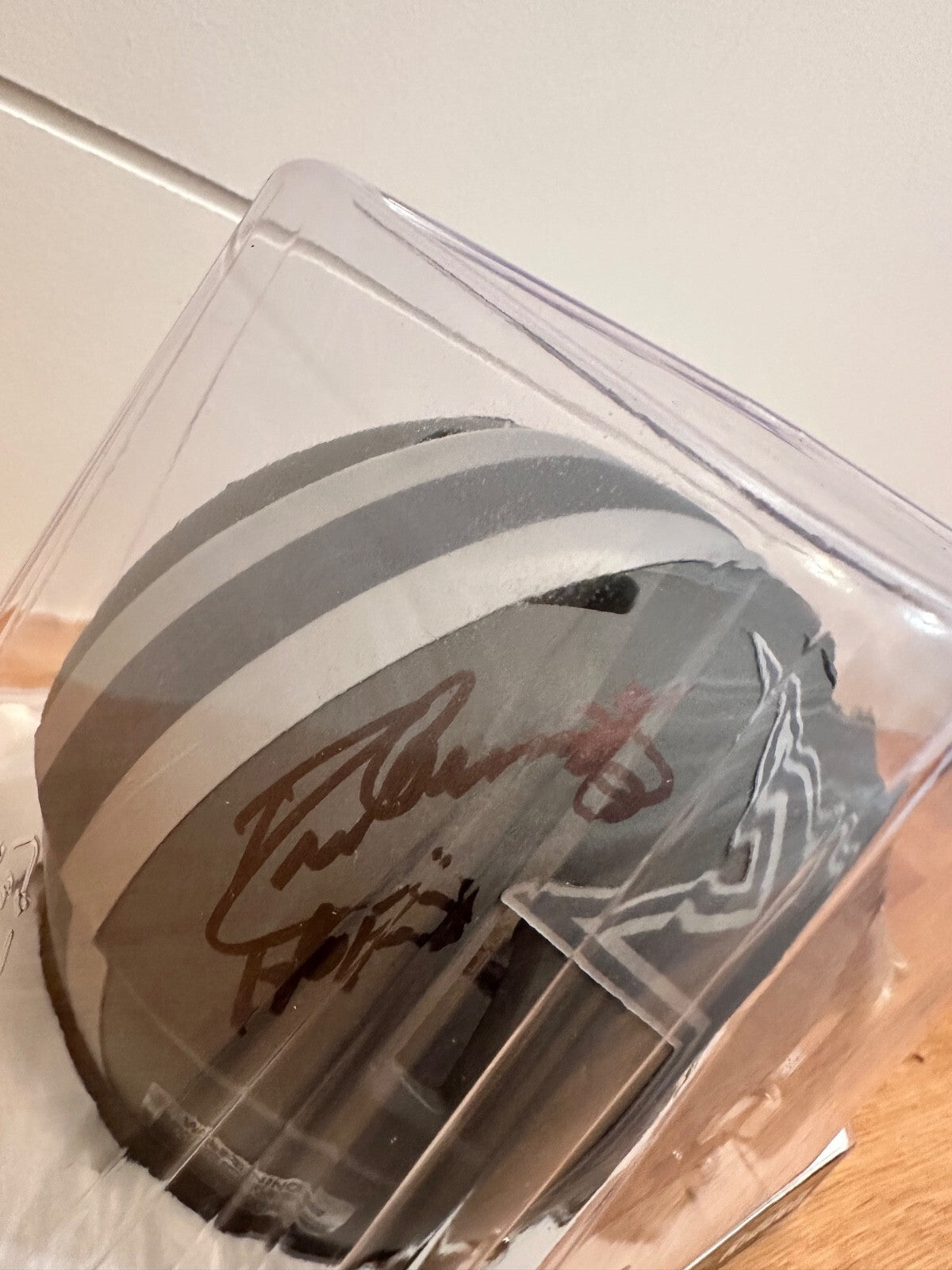 JSA Certified Drew Pearson Signed Dallas Cowboys Slate Riddell Mini Helmet