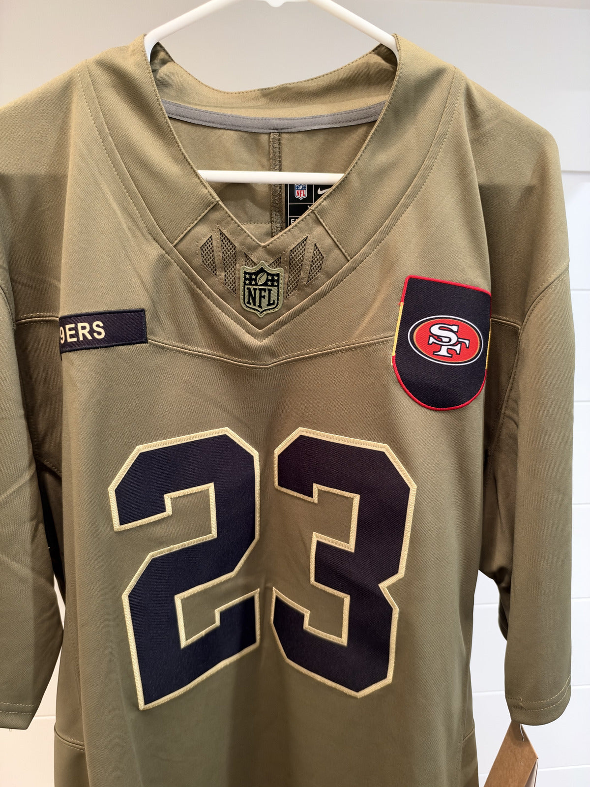 Christian McCaffrey 49ers #23 Olive Stitched Football Jersey XL With Tags