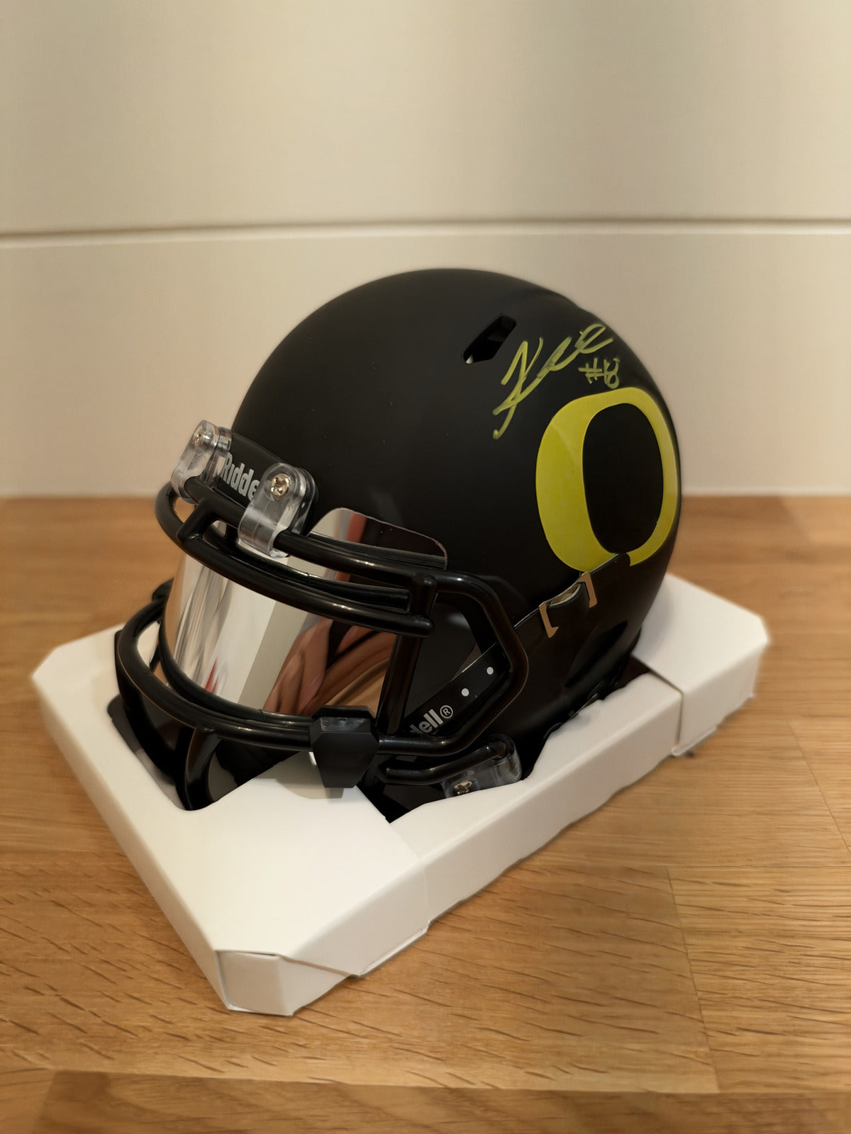 Kenyon Sadiq Signed Oregon Ducks Mini Helmet Black Chrome Visor JSA COA