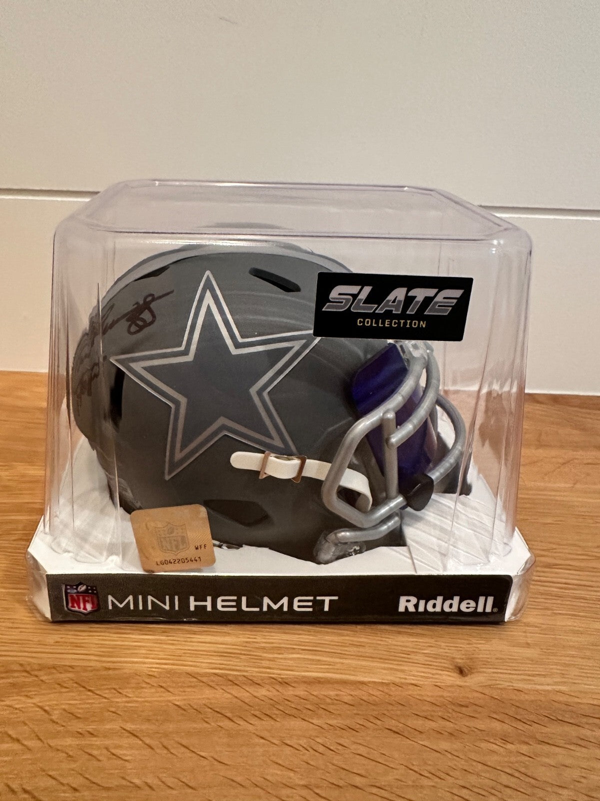 JSA Certified Drew Pearson Signed Dallas Cowboys Slate Riddell Mini Helmet