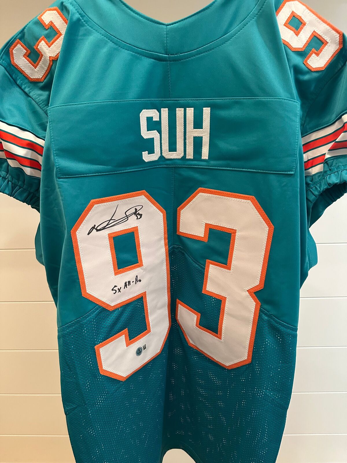 Ndamukong Suh Autographed Miami Dolphins #93 Jersey – “5X All-Pro” – Beckett