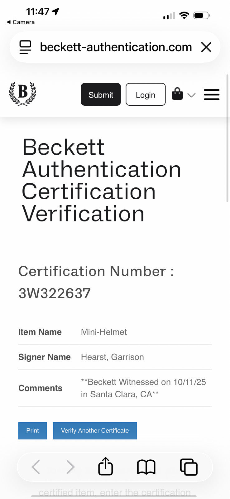 Garrison Hearst Signed 49ers Riddell Speed Mini Helmet – Beckett Witnessed