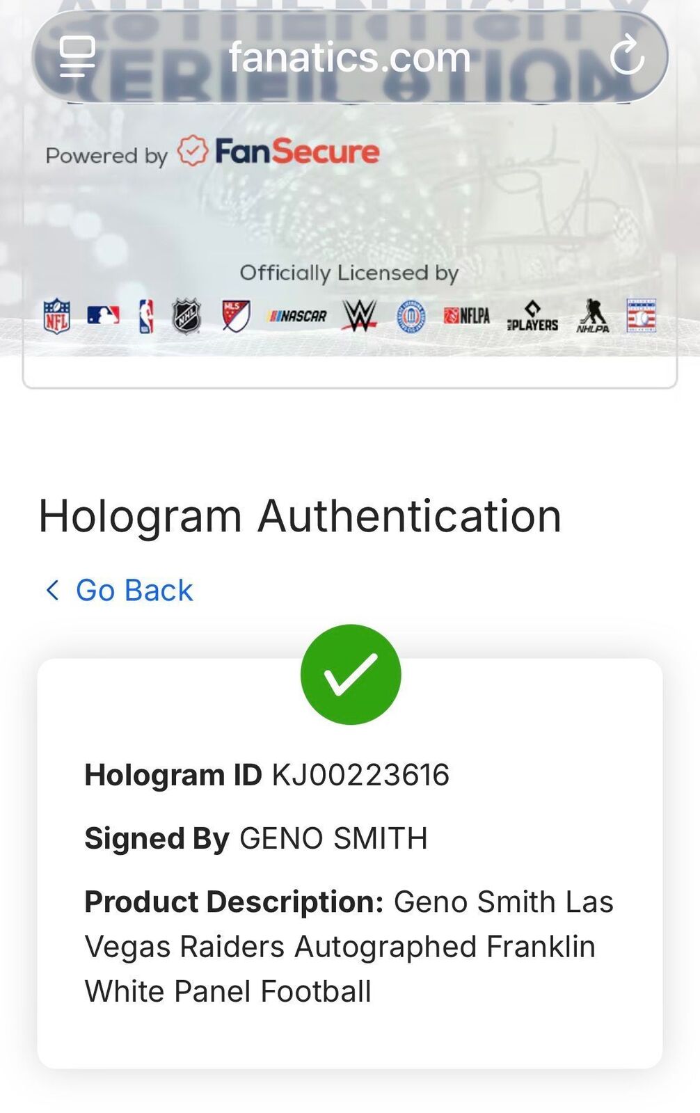 Geno Smith Signed Las Vegas Raiders Logo Football – Fanatics Authenticated
