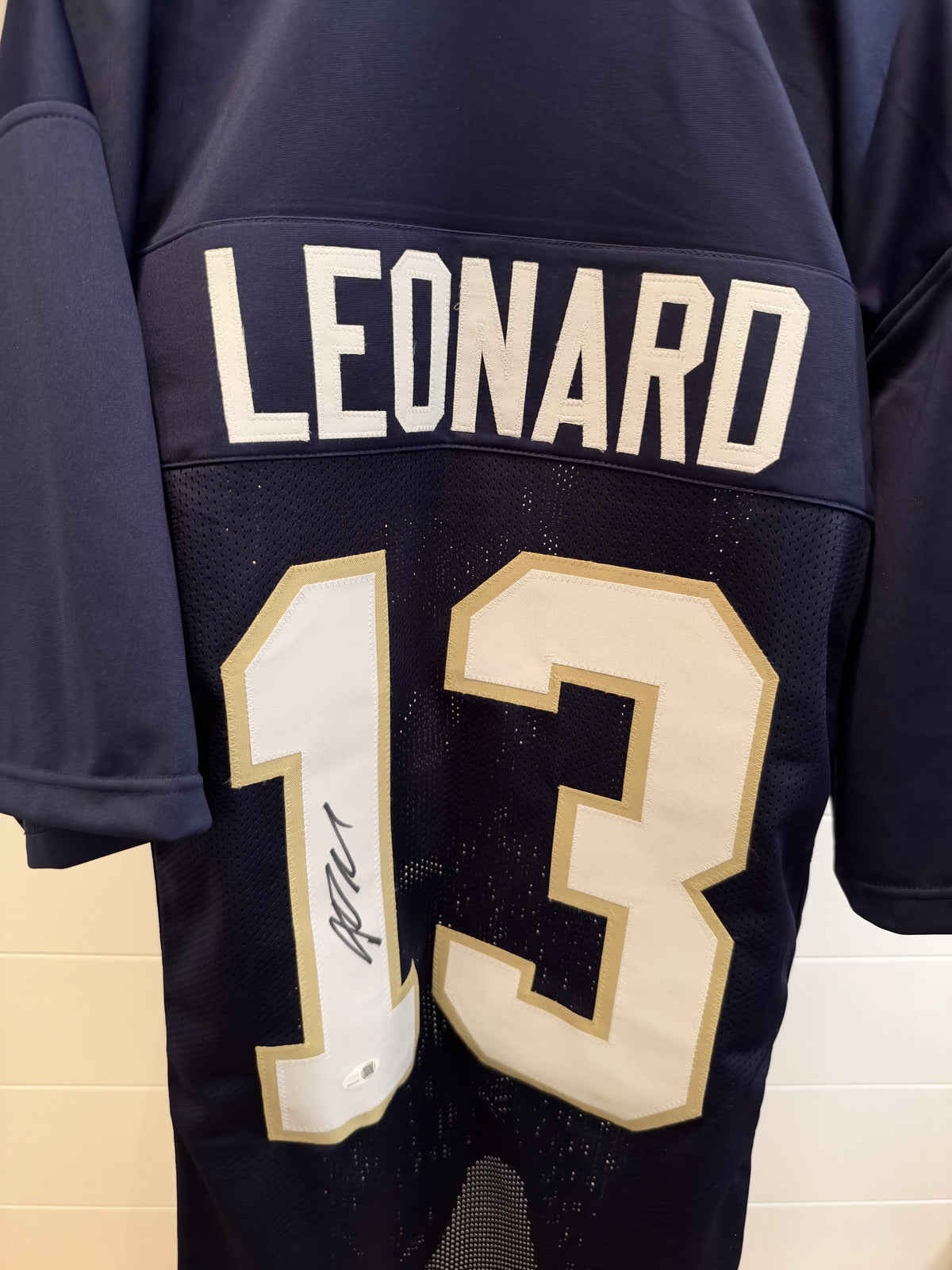 Riley Leonard Signed Notre Dame #13 Navy Custom Jersey JSA Witnessed