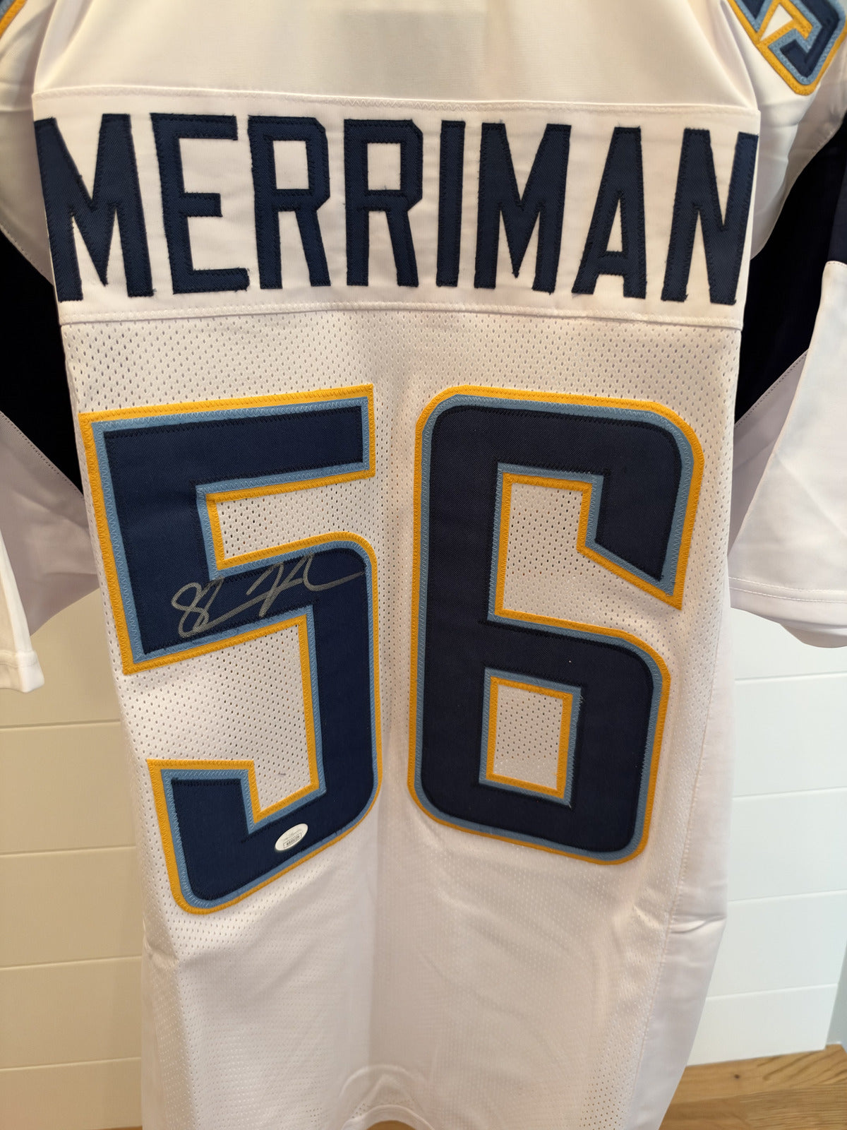 Shawne Merriman Signed San Diego Chargers Custom Jersey #56 White JSA COA