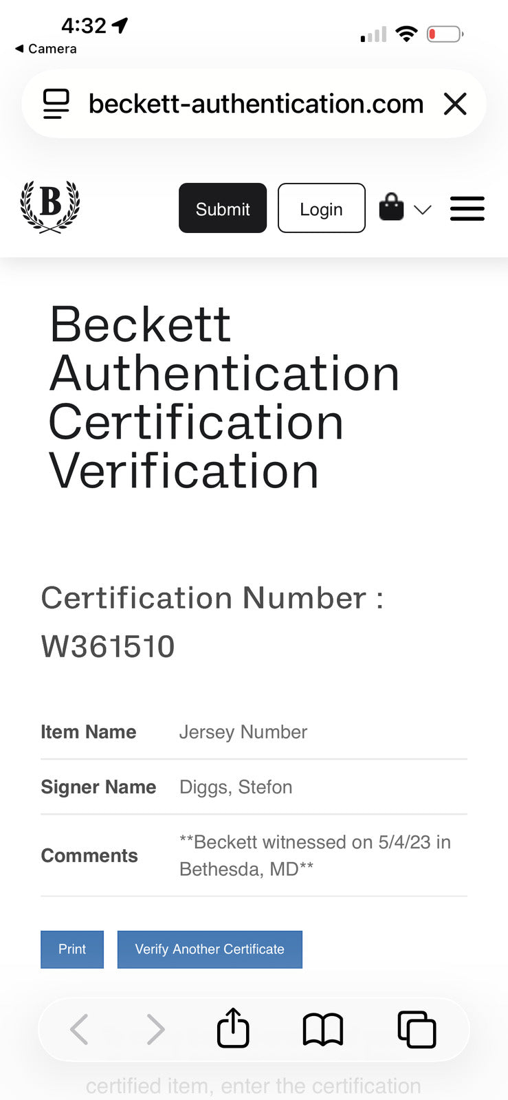 Stefon Diggs Signed New England Patriots #1 Jersey – Beckett Witnessed