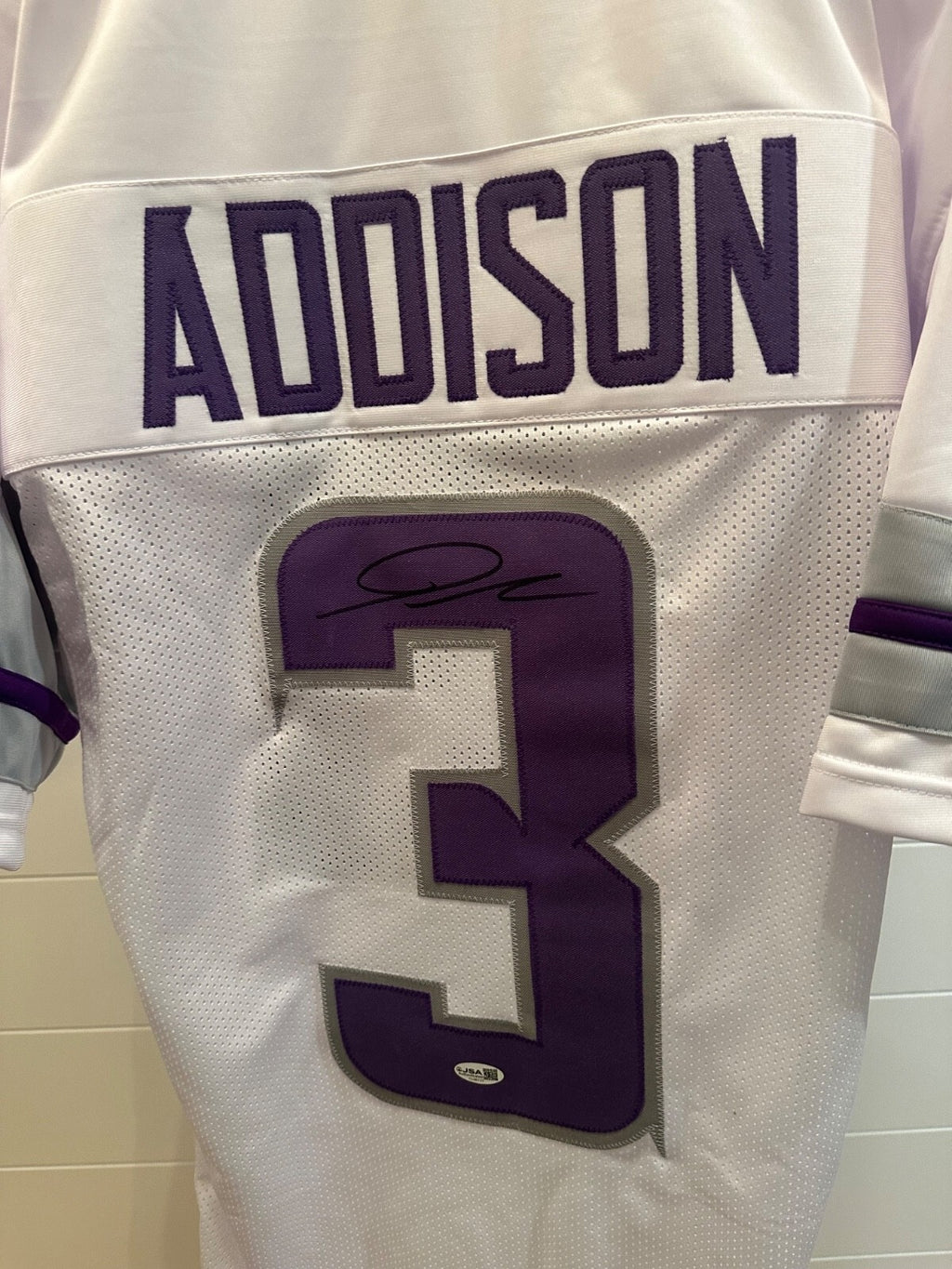 Jordan Addison Signed Vikings #3 White Jersey – JSA Authenticated