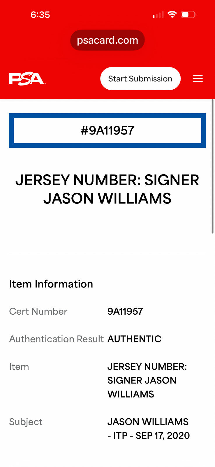 Jason “White Chocolate” Williams Signed Miami #55 Jersey – PSA Witnessed
