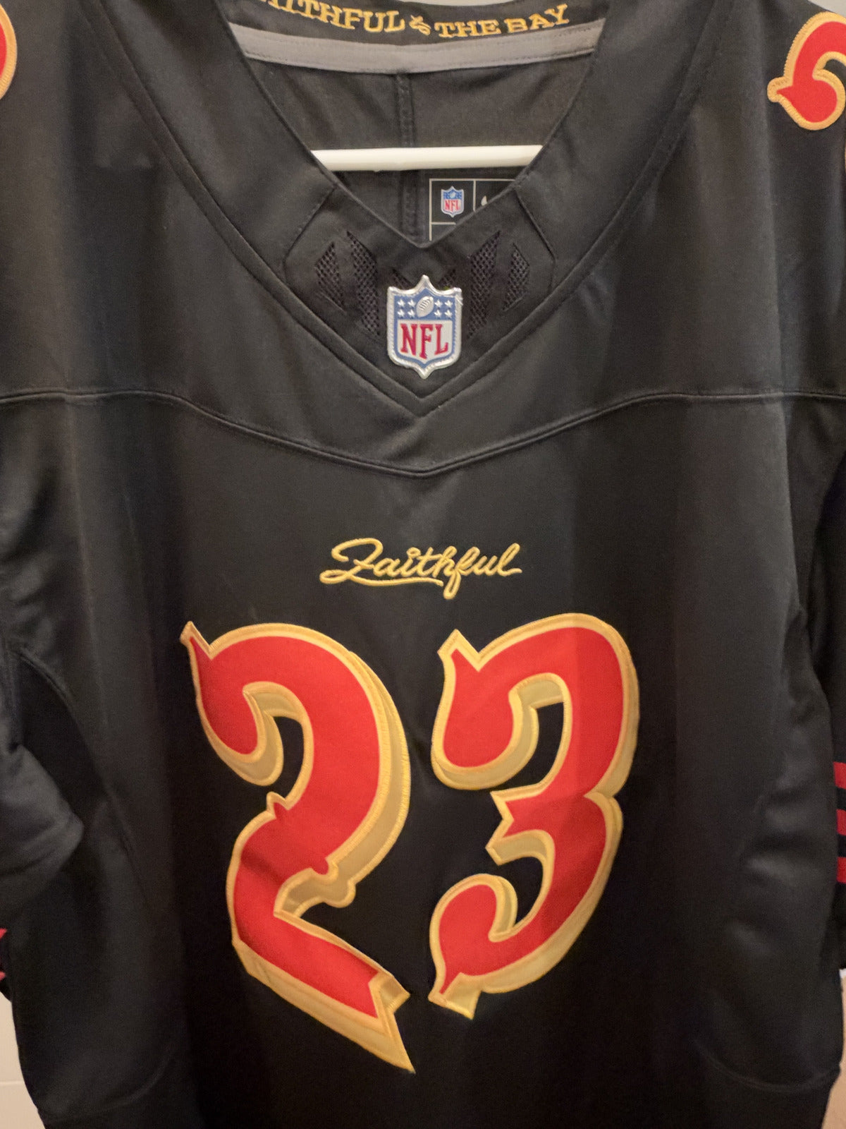 Christian McCaffrey 49ers #23 Black Faithful Stitched Jersey XL With Tags