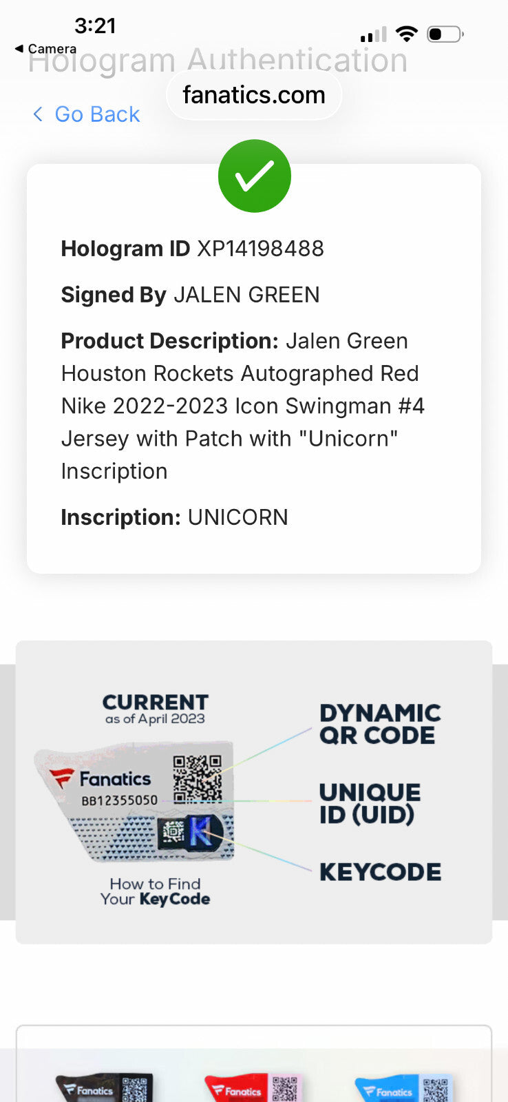 Jalen Green Signed Houston Rockets Nike Swingman Jersey – “Unicorn” – Fanatics