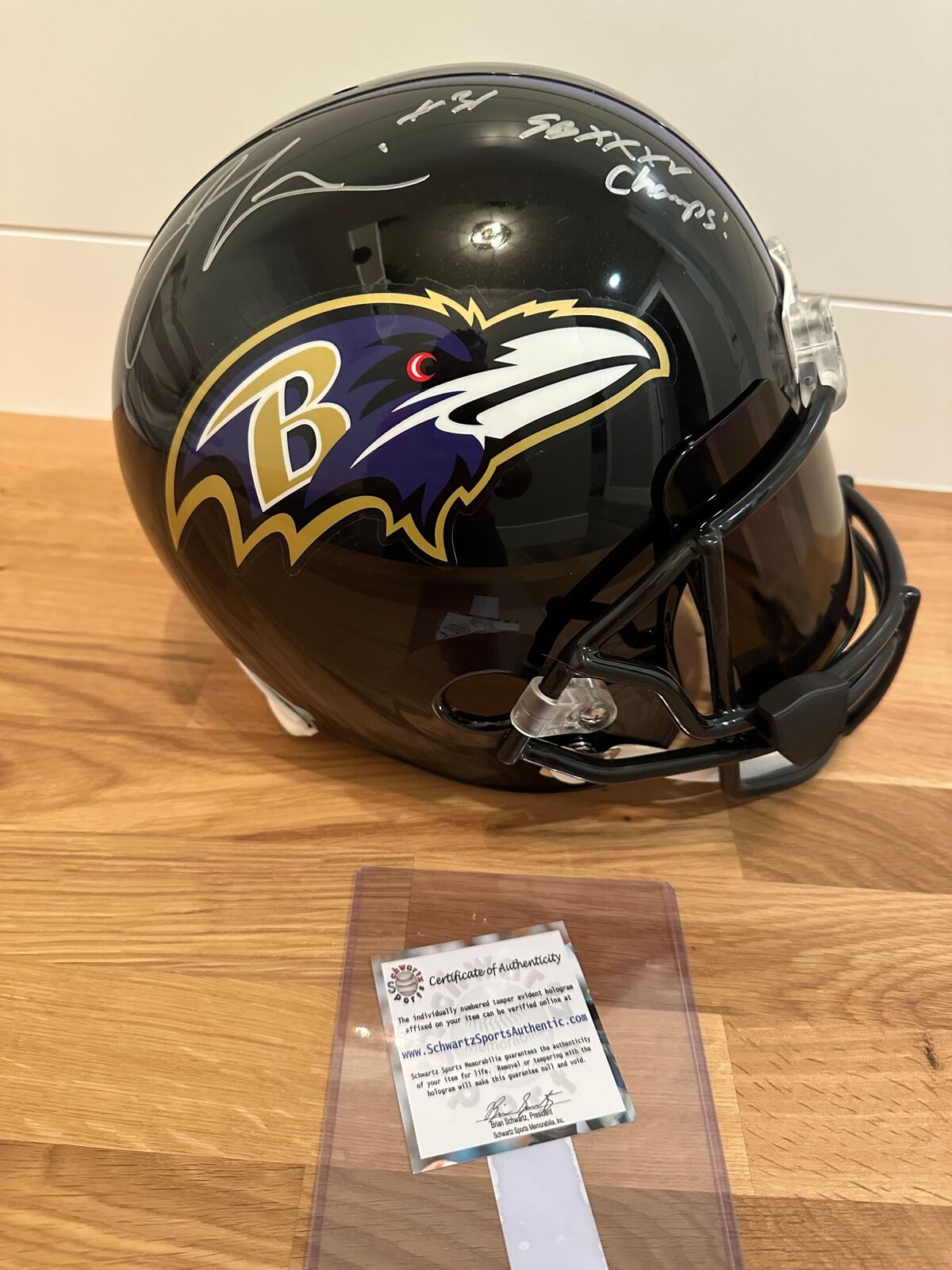 Jamal Lewis Signed Baltimore Ravens Full-Size Replica Helmet – SB XXXV Champs