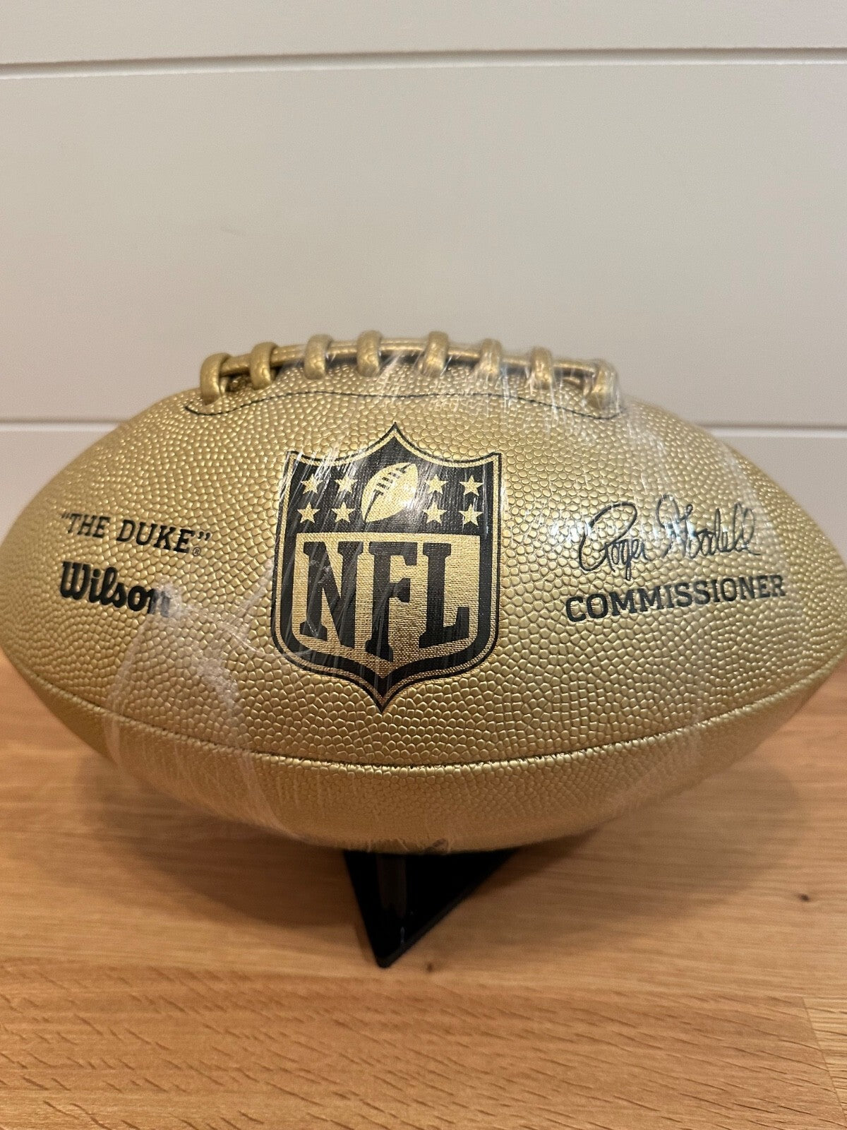 Lawrence Taylor Signed Gold Wilson Duke NFL Football — Beckett Witness Certified