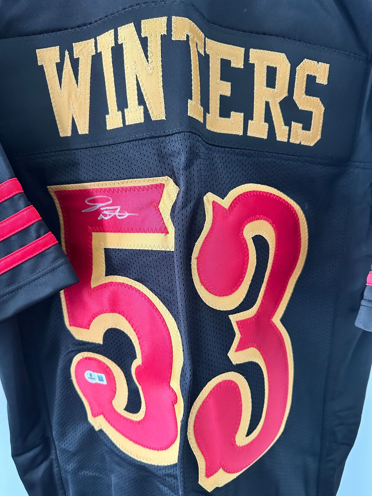 Dee Winters Signed 49ers Custom Jersey #53 – Beckett COA