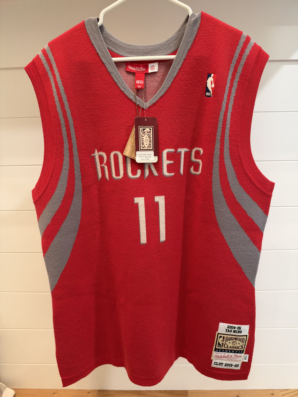 Yao Ming Rockets CLOT x Mitchell & Ness Wool Knit Jersey XL 48 With Tags