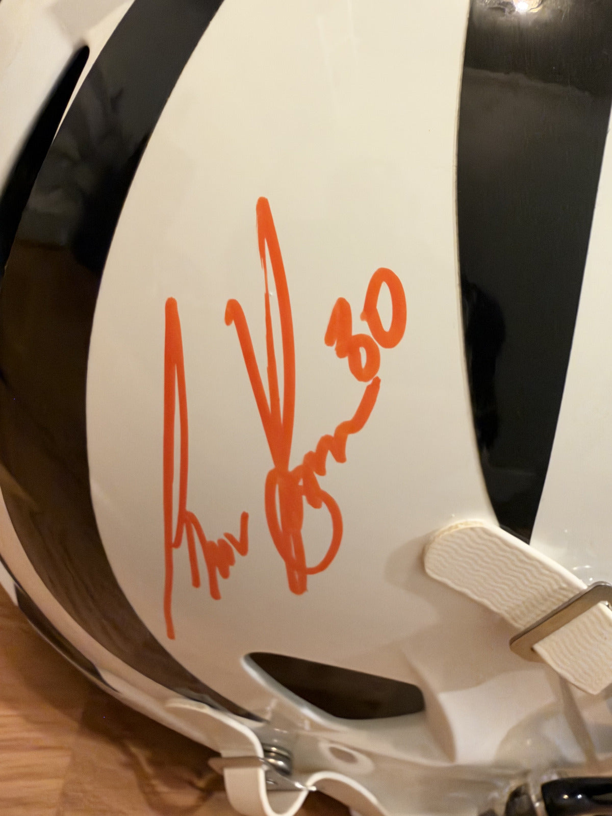 Chase Brown Signed Bengals White Full Size Speed Replica Helmet Beckett Visor