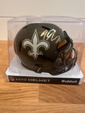 Jeremy Shockey Signed Saints Olive Green Mini Helmet – Leaf Witnessed