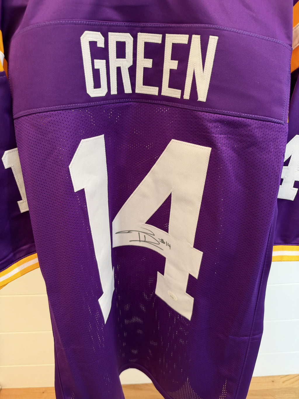 Trey'Dez Green Signed LSU Tigers Custom Jersey #14 XL Purple JSA COA