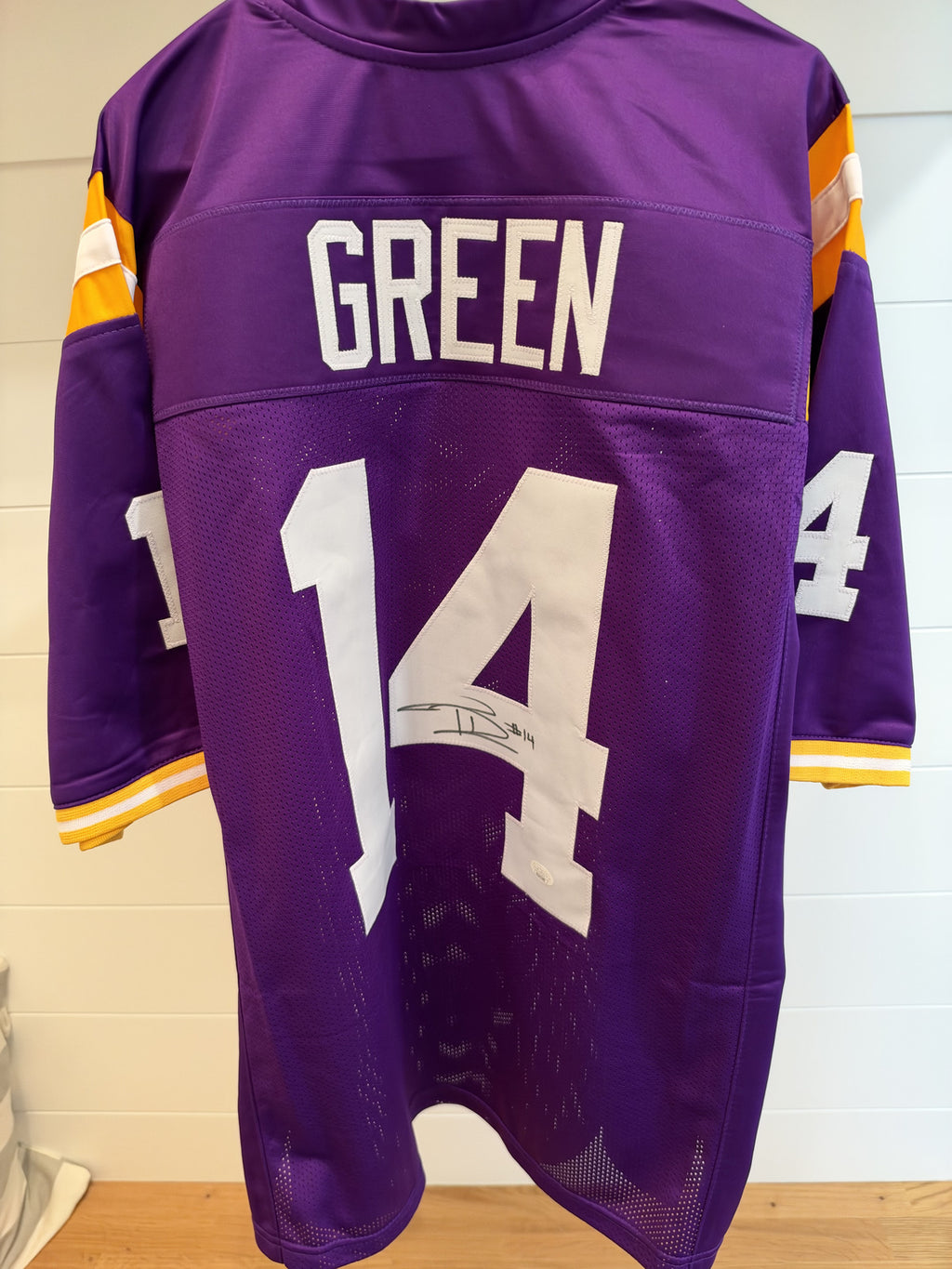 Trey'Dez Green Signed LSU Tigers Custom Jersey #14 XL Purple JSA COA