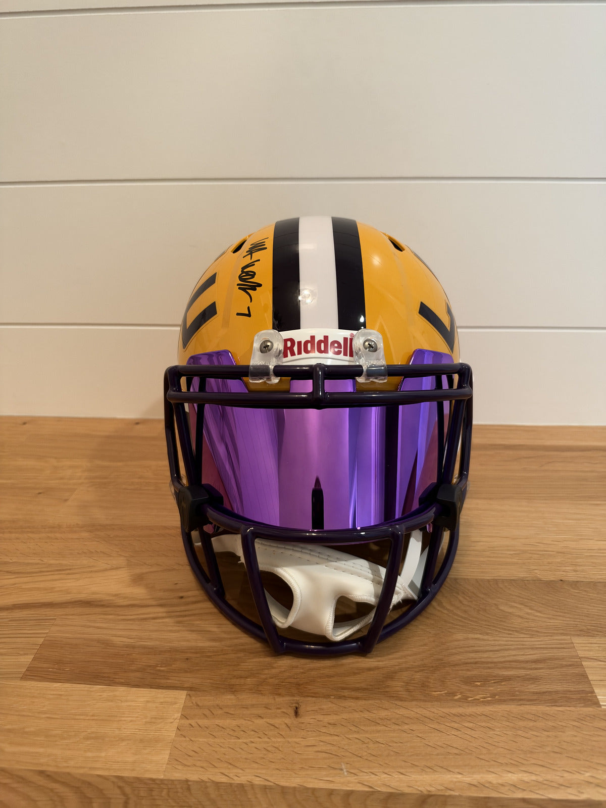 Whit Weeks Signed LSU Tigers Full Size Speed Replica Helmet JSA Purple Visor