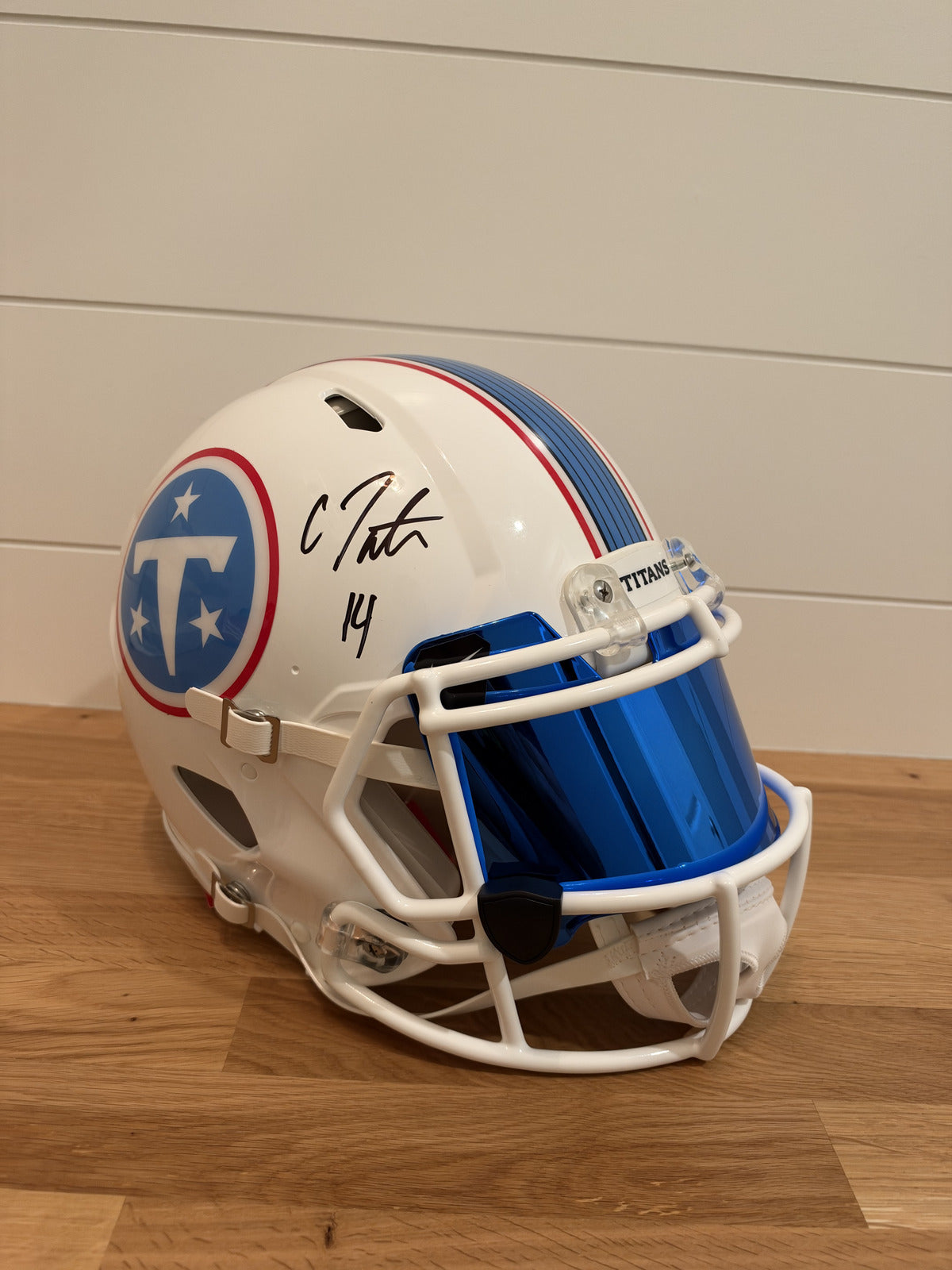 Carnell Tate Signed Titans Full Size Authentic Speed Helmet Fanatics Blue Visor