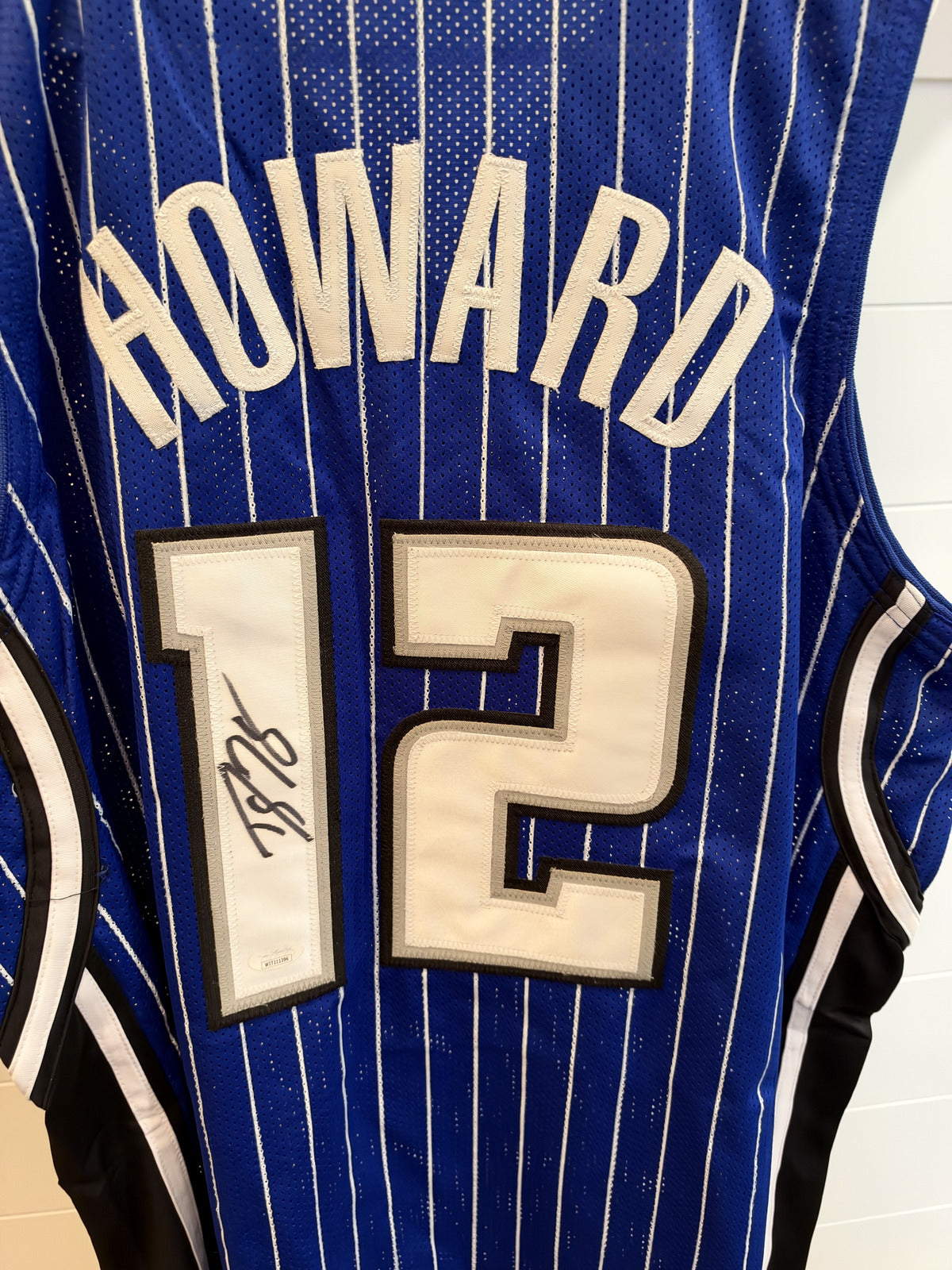 Dwight Howard Signed Orlando Magic Custom Jersey Blue Pinstripe XL JSA Witness
