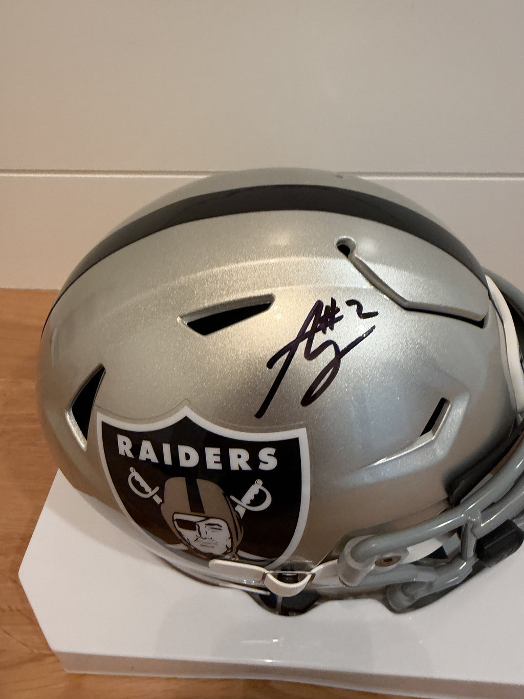 Ashton Jeanty Signed Raiders SpeedFlex MIDI Helmet Black Visor Beckett