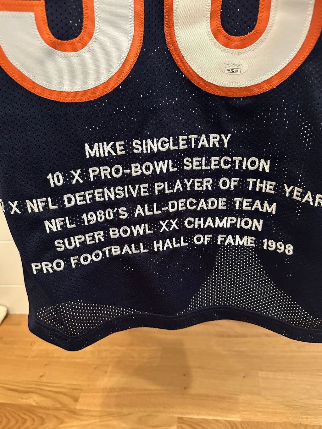 Mike Singletary Autographed Chicago Bears #50 Stat Jersey – JSA Authenticated