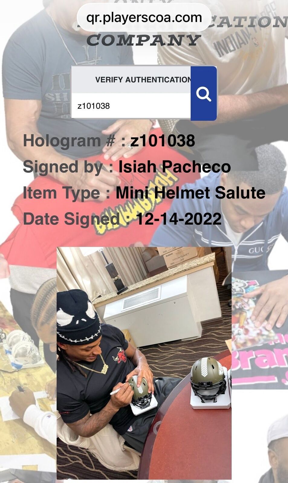 🏈 Isiah Pacheco Signed Chiefs Salute to Service Mini Helmet – Authenticated