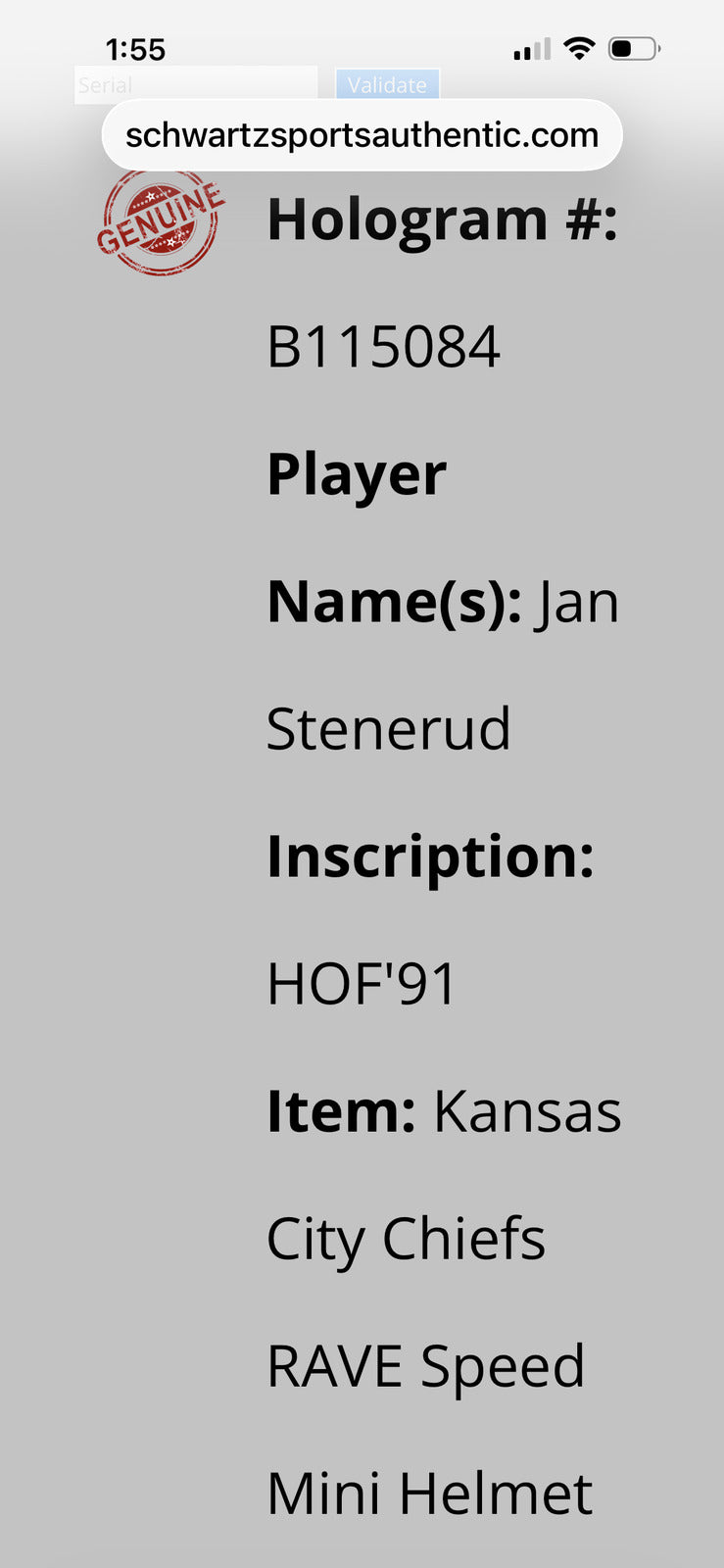 Jan Stenerud Signed Kansas City Chiefs Rave Speed Mini Helmet HOF 91