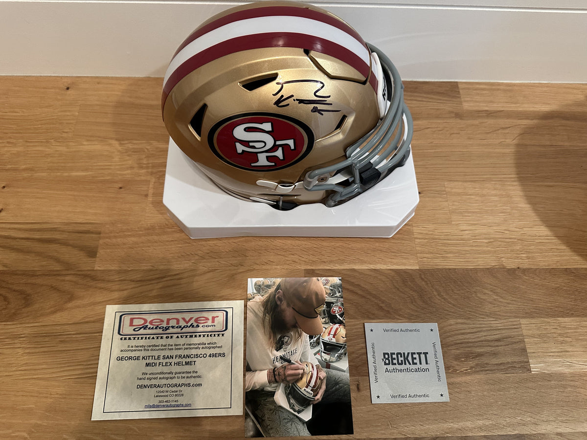 George Kittle Signed 49ers Riddell SpeedFlex MIDI Helmet Beckett Witness