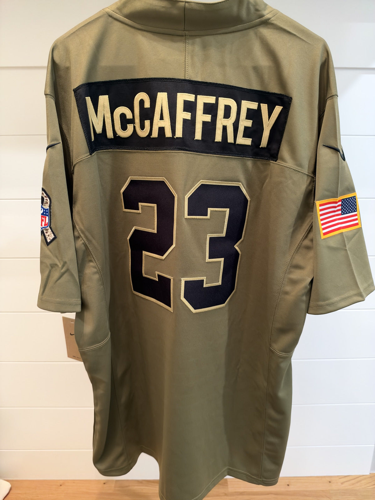 Christian McCaffrey 49ers #23 Olive Stitched Football Jersey XL With Tags