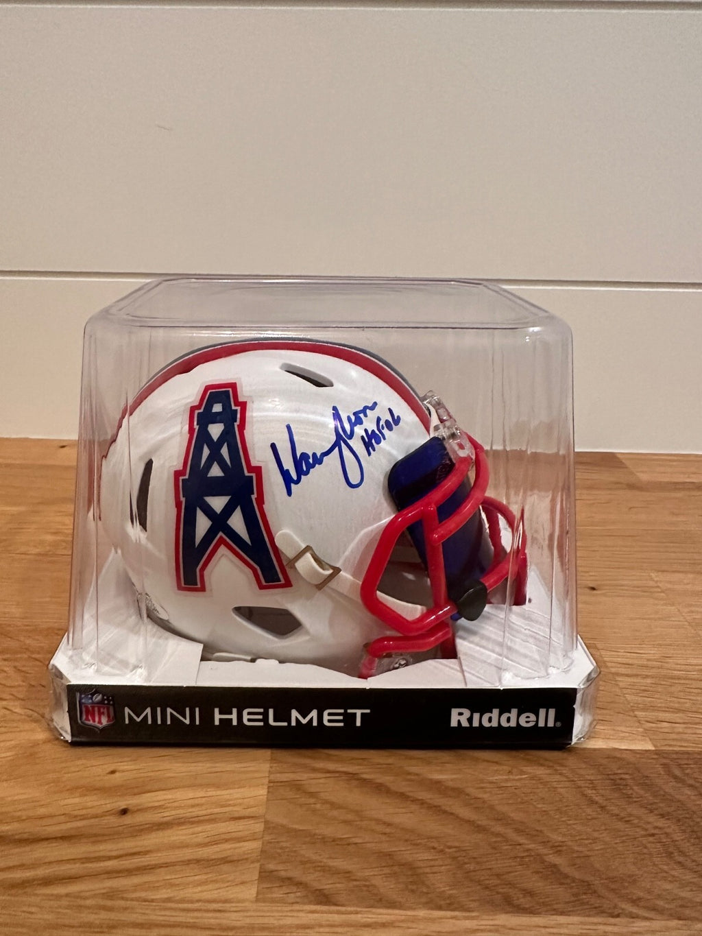 Warren Moon Signed Houston Oilers Riddell Mini Helmet JSA Certified HOF 06