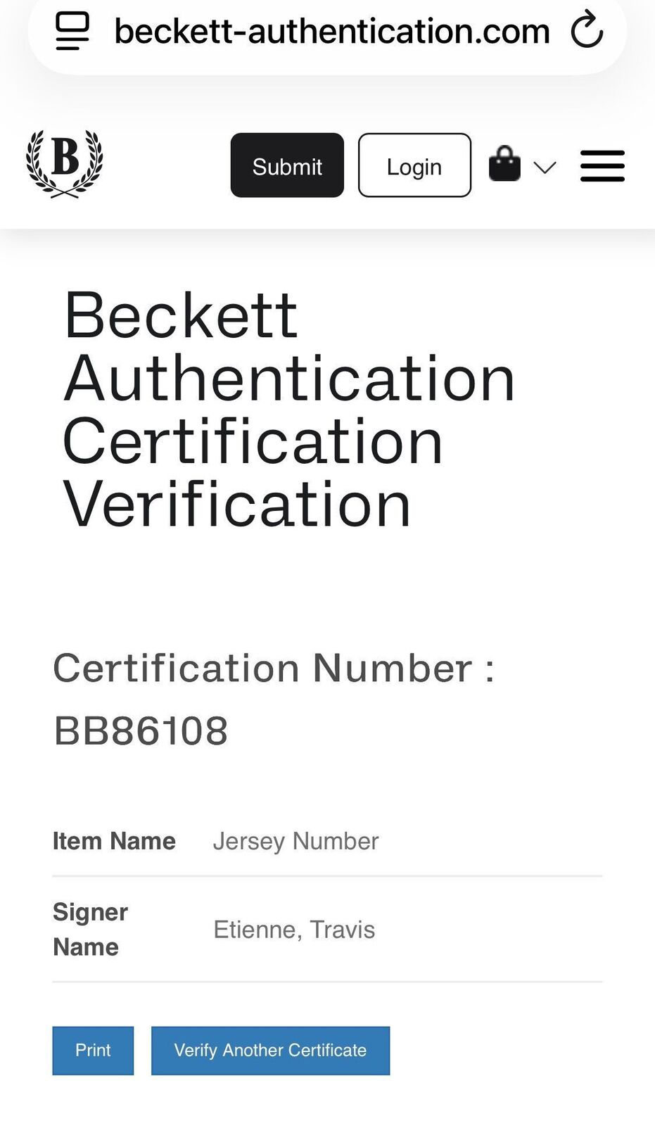 Travis Etienne Jr. Signed Jaguars Jersey – Beckett Authenticated Description: