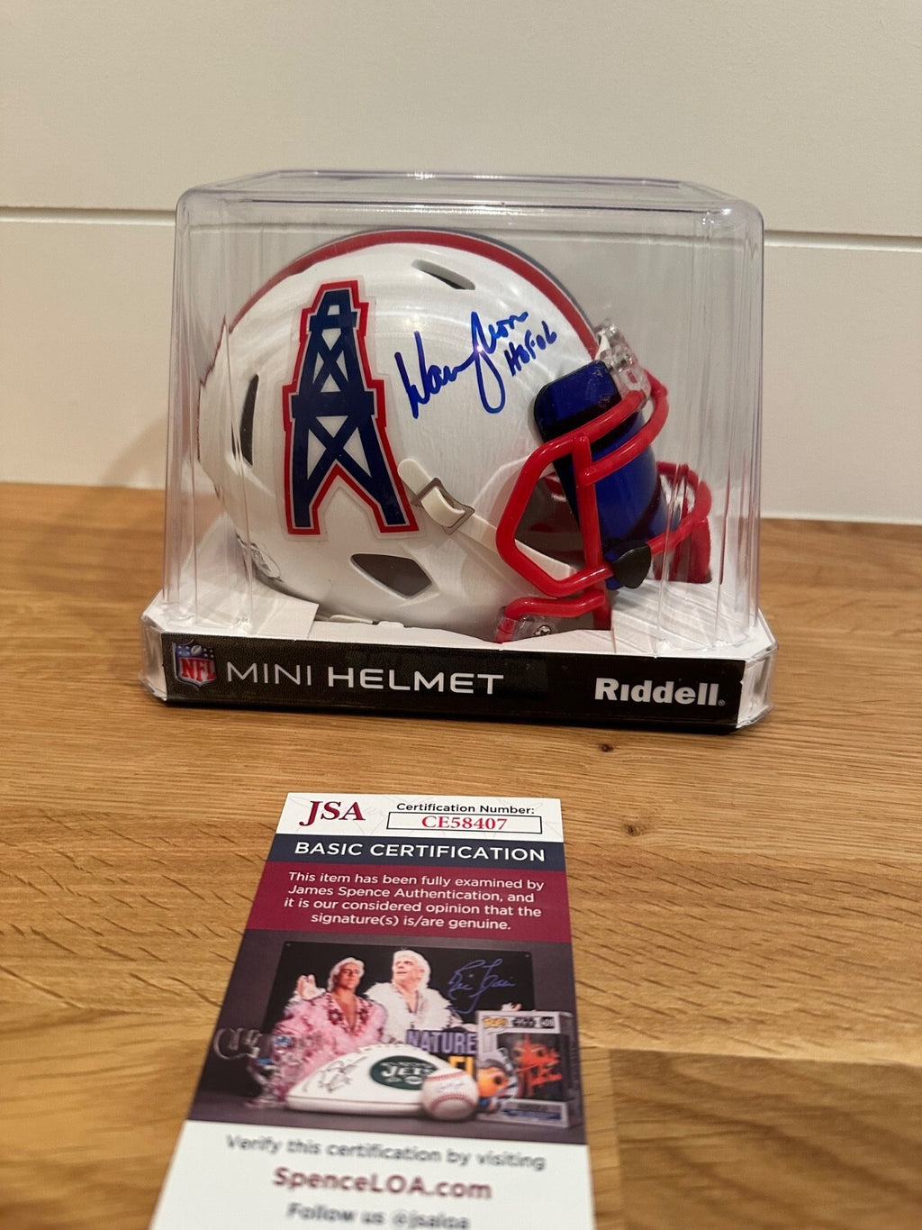 Warren Moon Signed Houston Oilers Riddell Mini Helmet JSA Certified HOF 06