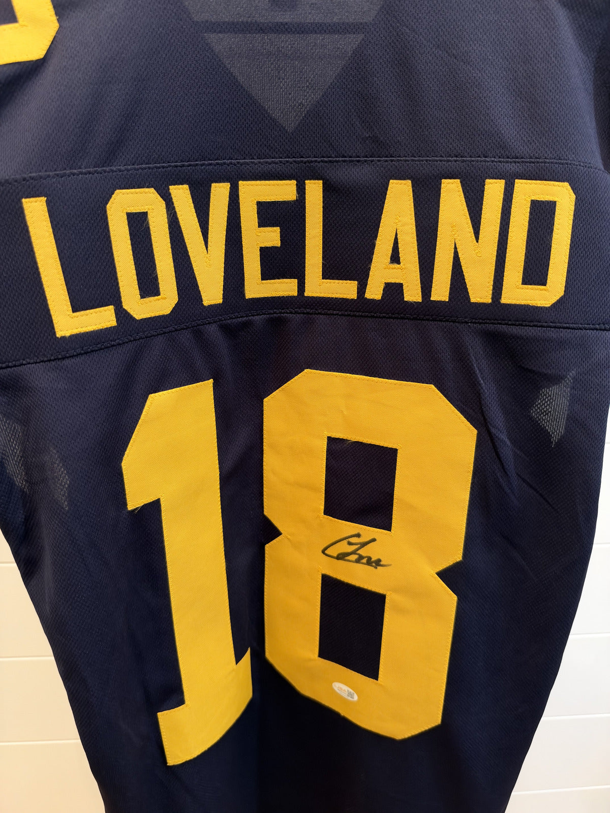 Colston Loveland Signed Michigan Wolverines #18 Navy Custom Jersey XL JSA