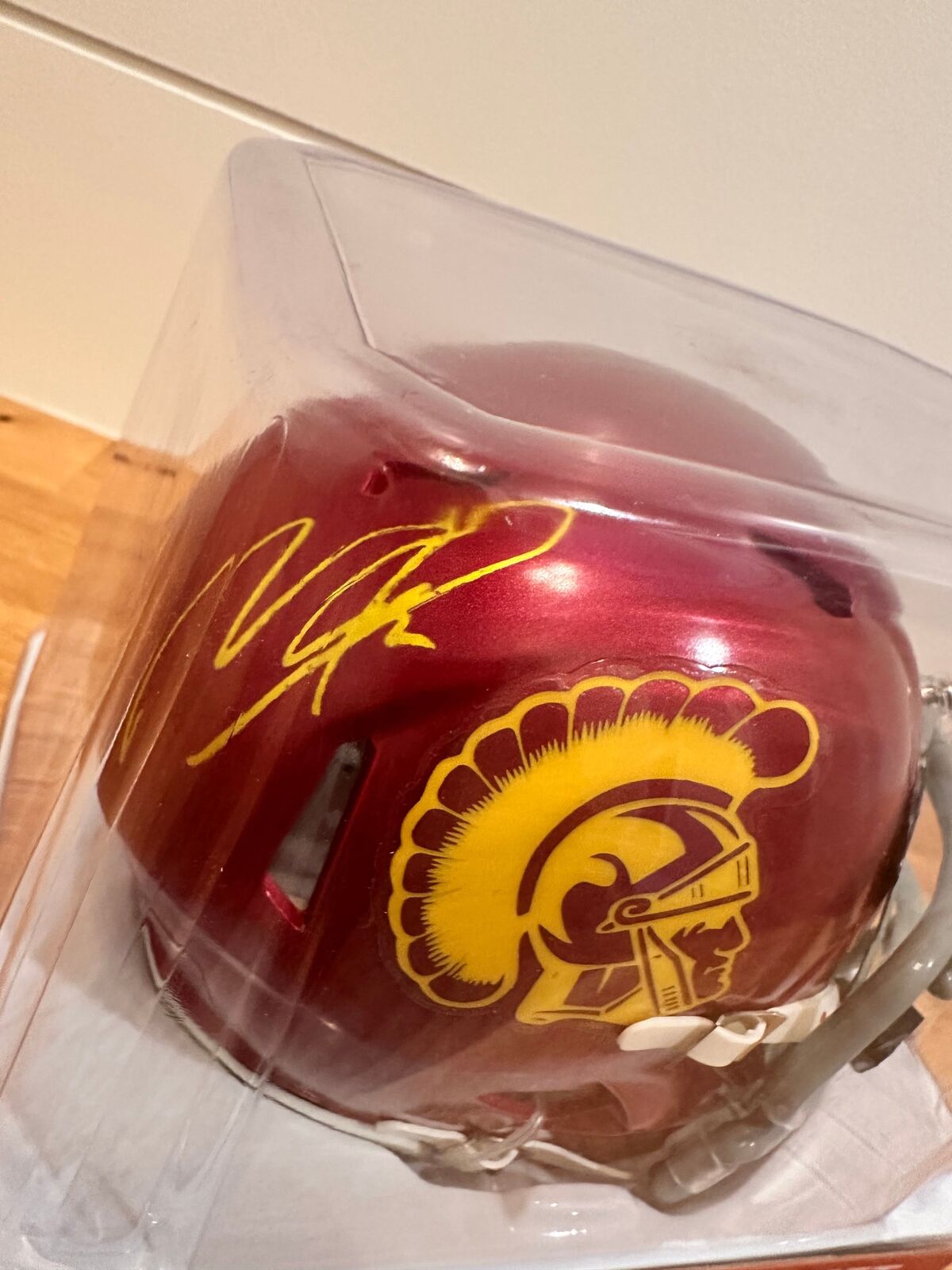 Makai Lemon Signed USC Trojans Riddell Mini Helmet — Prime Time COA