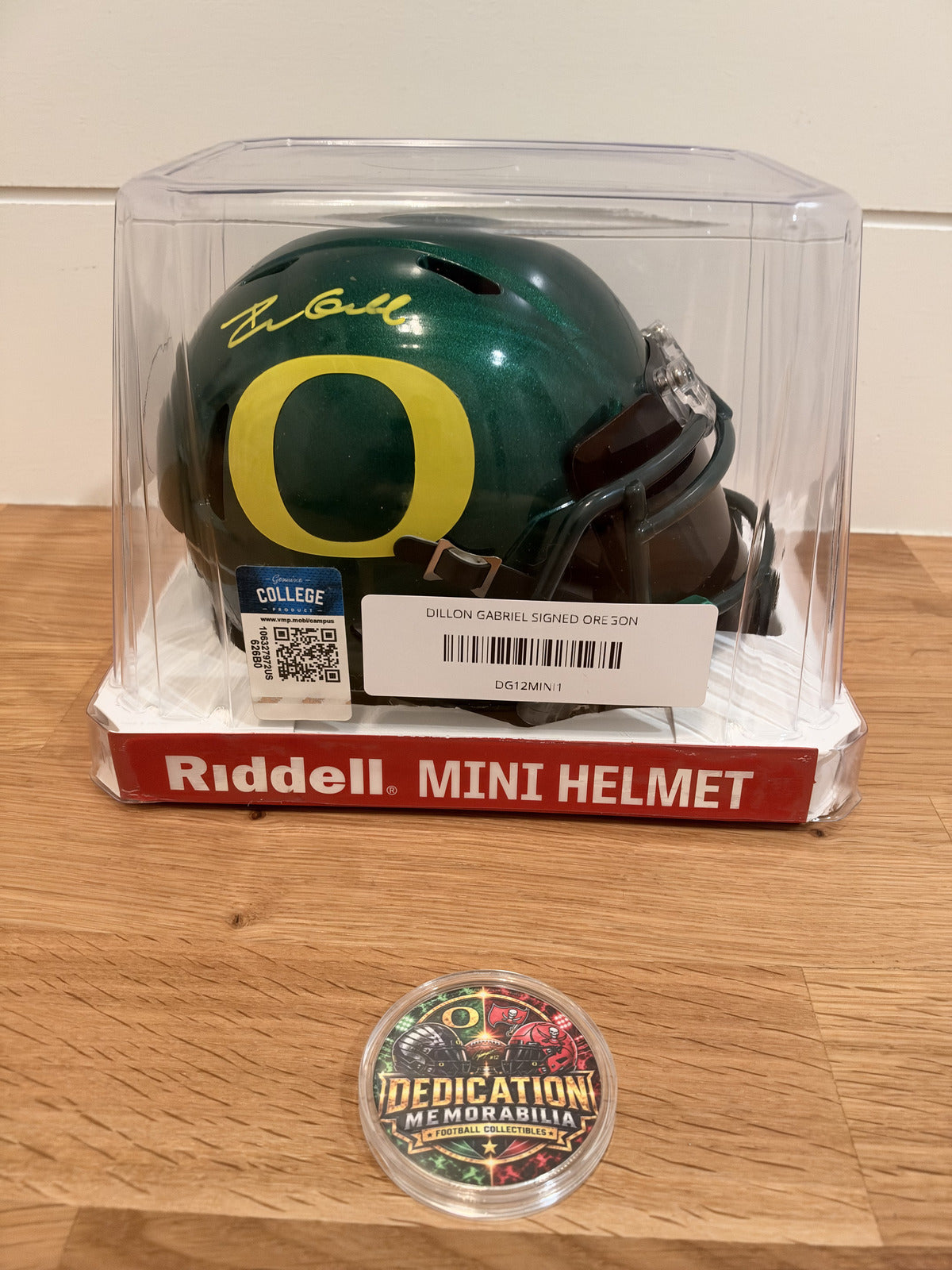 Dillon Gabriel Signed Oregon Ducks Green Speed Mini Helmet Visor Beckett