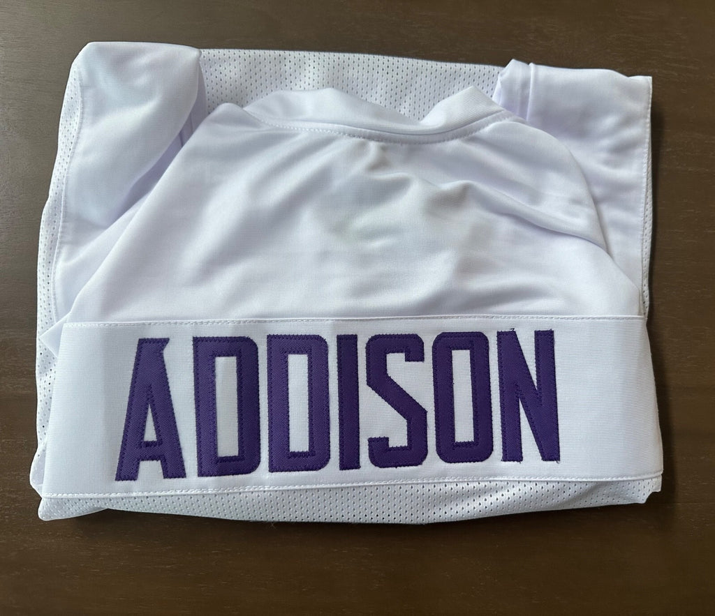 Jordan Addison Signed Vikings #3 White Jersey – JSA Authenticated